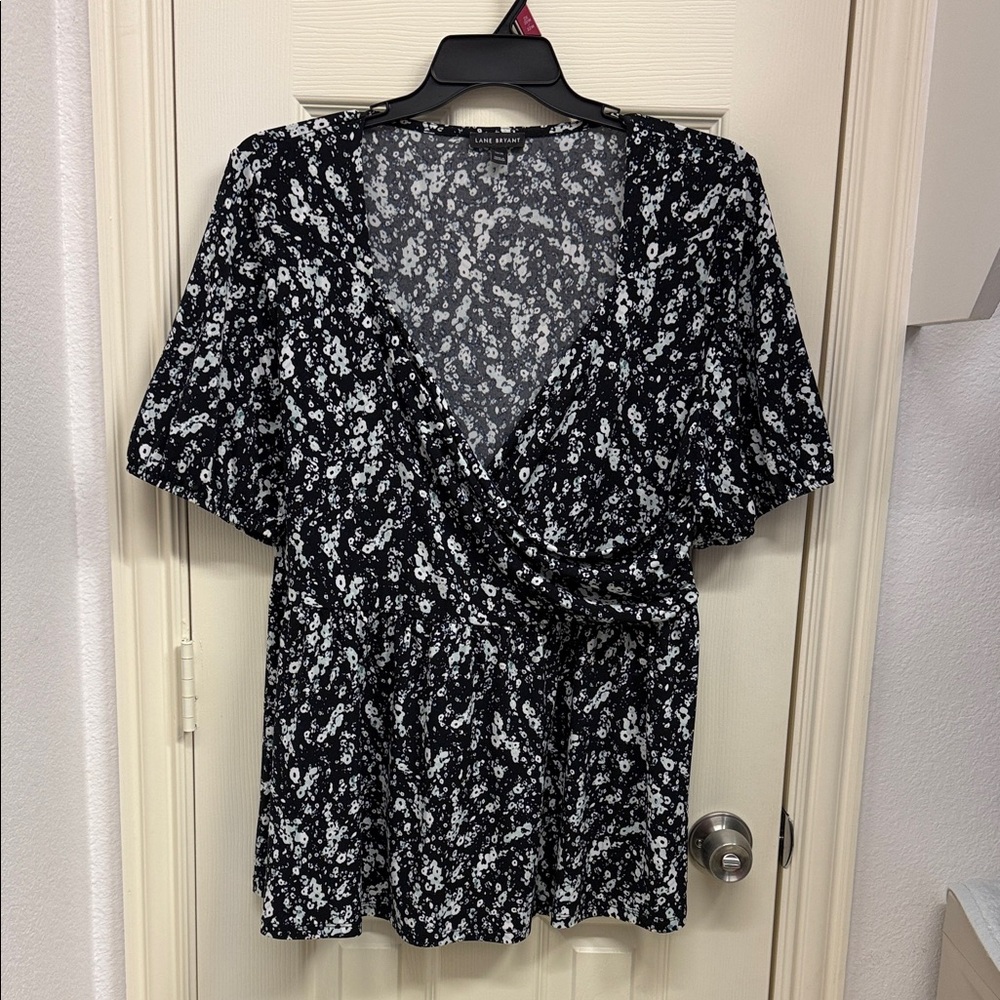 Lane Bryant Black and White Floral Blouse